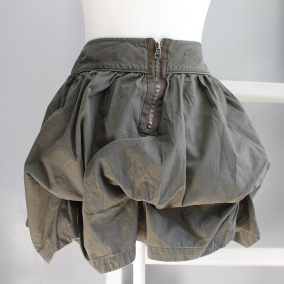 Forever 21 Vintage Y2K Military Green Boho Grunge Bubble Mini Skirt Size Medium - Picture 3 of 5